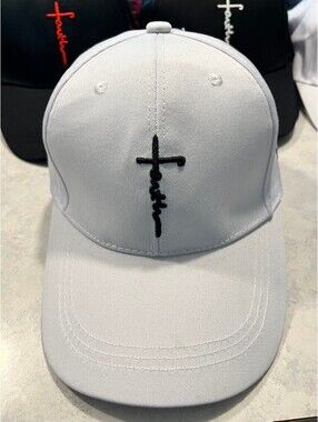 Faith Embroidered White Baseball Cap - Adjustable & Stylish